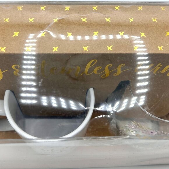 NIP BEFORE & AFTER WORK STEMLESS WINE GLASS COFFEE MUG FLORAL GIFT SET CHRISTMAS - Picture 6 of 6